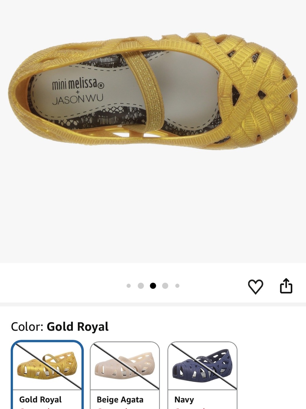 Mini Melissa x Jason Wu Kids Gold Mary Jane Jelly Sandals Size 12 - Picture 5 of 12